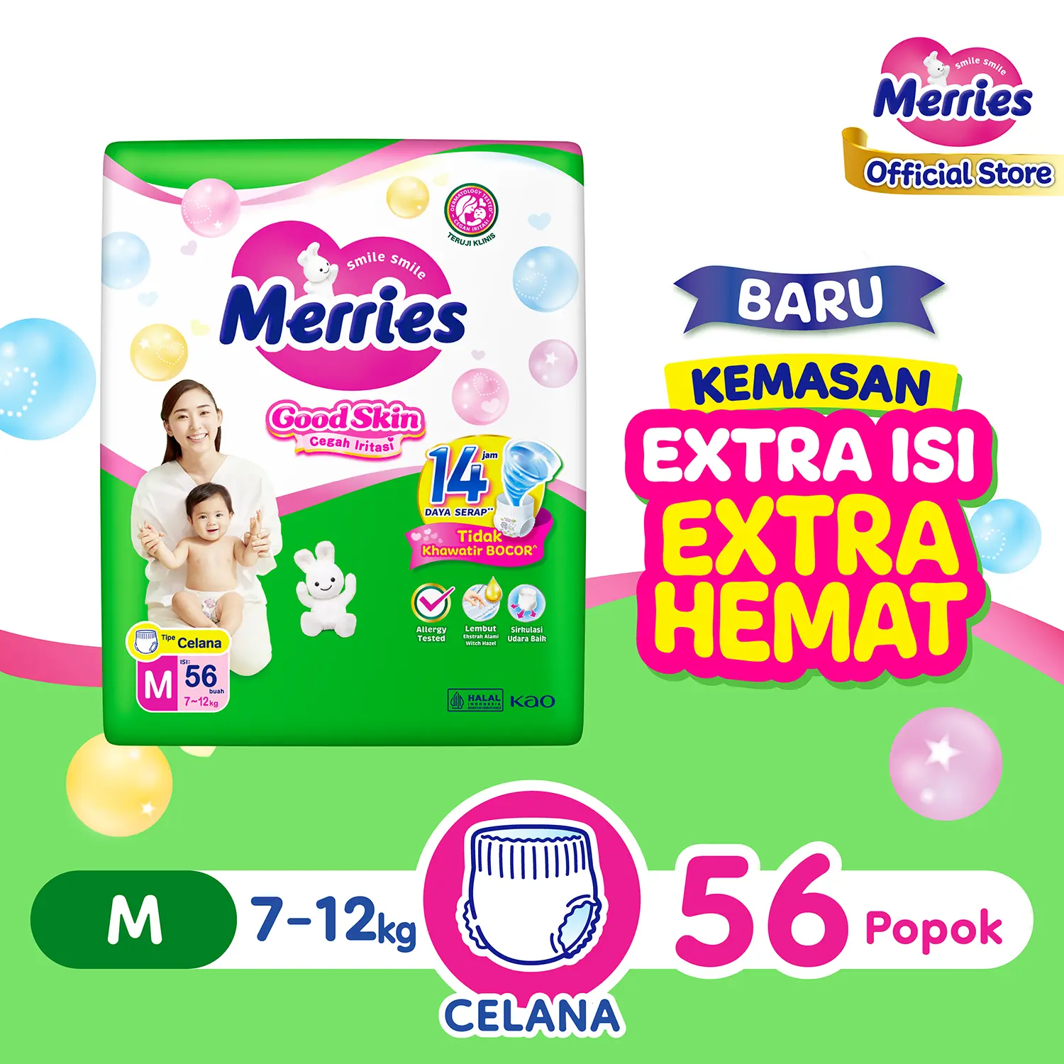 Merries Good Skin M56 - Popok Bayi Celana (7-12)kg - Kao Store