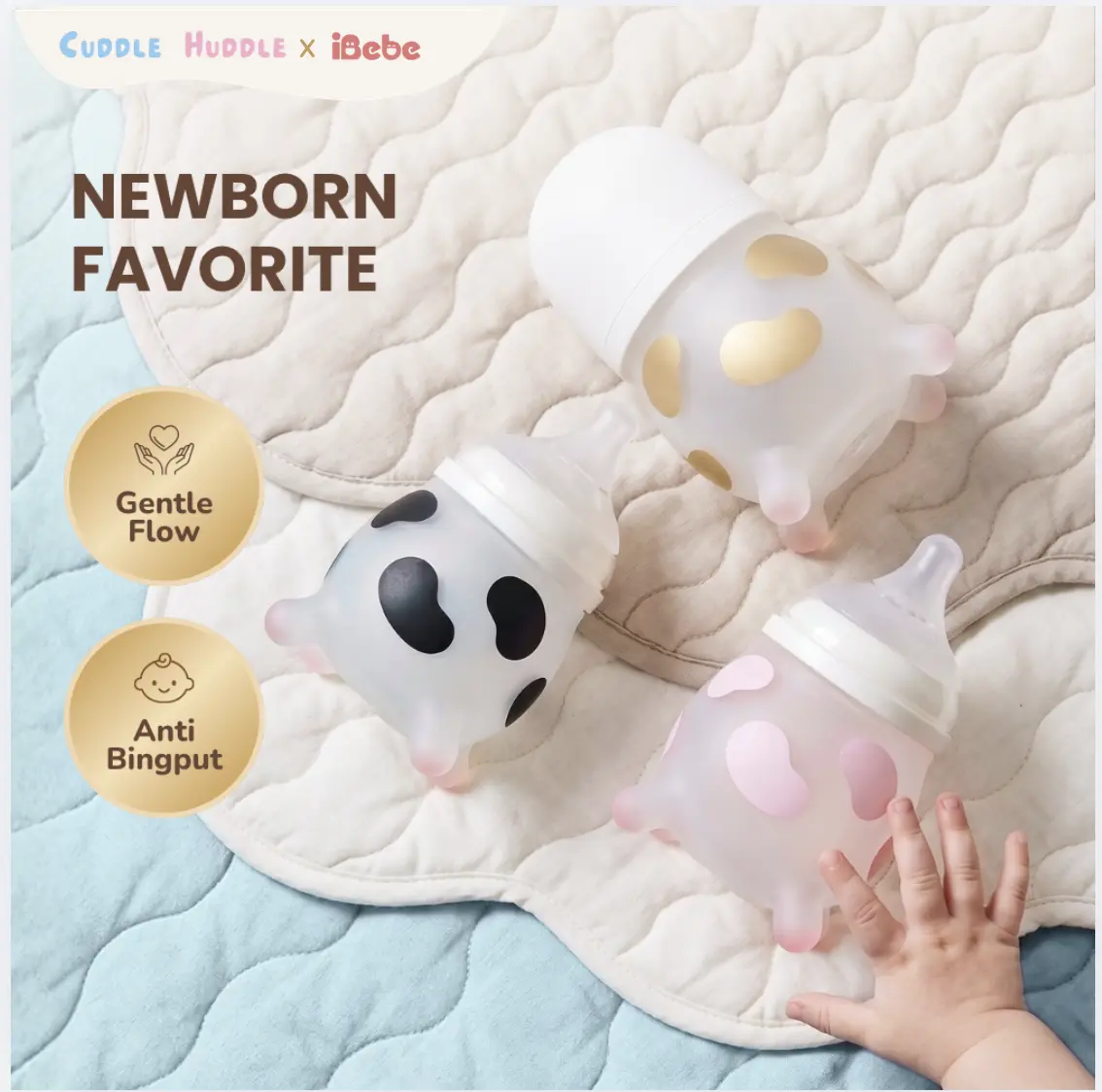 (New born fav 150ml)MooMoo ibebe ultra DBF 20 ultra soft 4in1 silicon Botol Susu Bayi Wide-Neck 150ml/240ml anti kolik BPA free COD Anti Pecah Newborn 0 3 6 9 bulan Sedotan Minum Bunda  teether antikolik