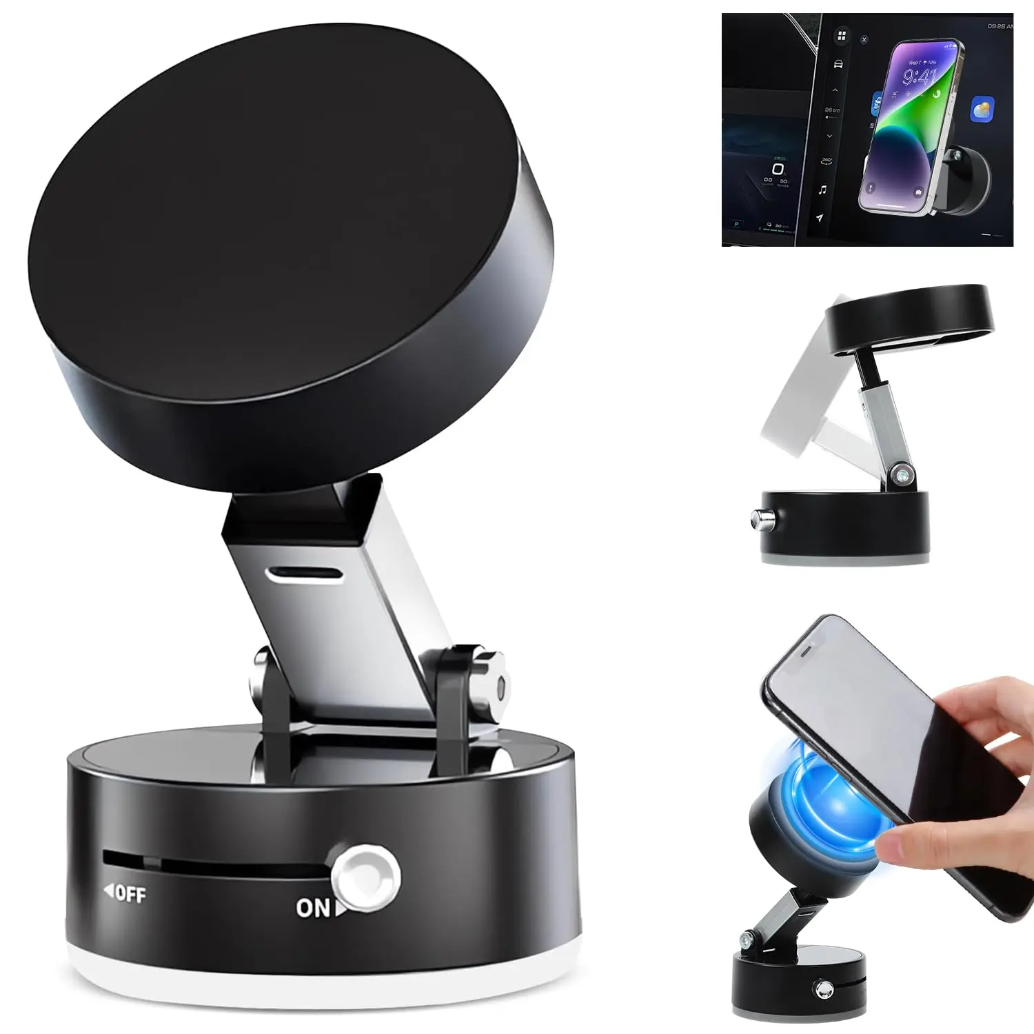 Vacuum adsorption magnetic suction cup mobile phone seat, full-function adsorption household adjustable, vacuum suction cup, super stable suction cup seat, suitable for iPhone, Samsung, Xiaomi, OPPO car seat, magnetic suction cup holder