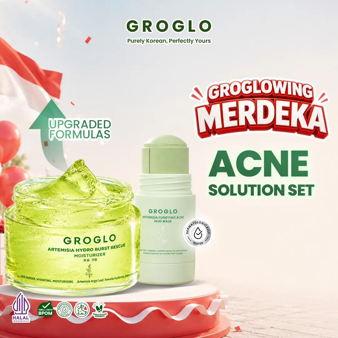 [GROGLO] Bundle 2pcs - moisturizer pelembab gel dan acne spot skincare korea mencegah dan meredakan jerawat mengecilkan pori pori melembabkan serta menghidrasi kulit secara mendalam
