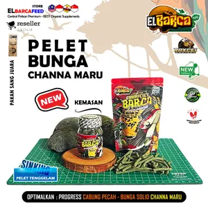 Elbarcafeed PELET BUNGA Channa Maru SHRIMPELET BARCA Xtra Melanin+Guanin Pemecah Cabung & Bunga Solid Ikan Channa Maru Organik Formula Khusus