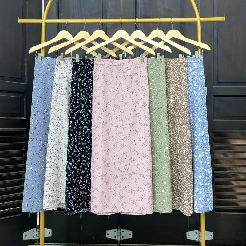 Product Introduction of Floral Skirt | Rok motif bunga| Korean skirt | Rok A line | pattern midi skirt | Korean Style | Rok wanita Panjang Casual Bawahan 2
