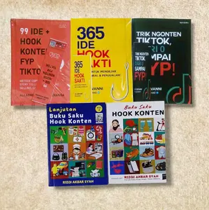 Paket Hemat Lengkap Buku 99 IDE+ HOOK KONTEN FYP TIKTOK, BUKU SAKU HOOK KONTEN, LANJUTAN BUKU SAKU HOOK KONTEN, TIK NGONTEN TIKTOK DARI 0 SAMPAI FYP, Dan 365 IDE HOOK SAKTI