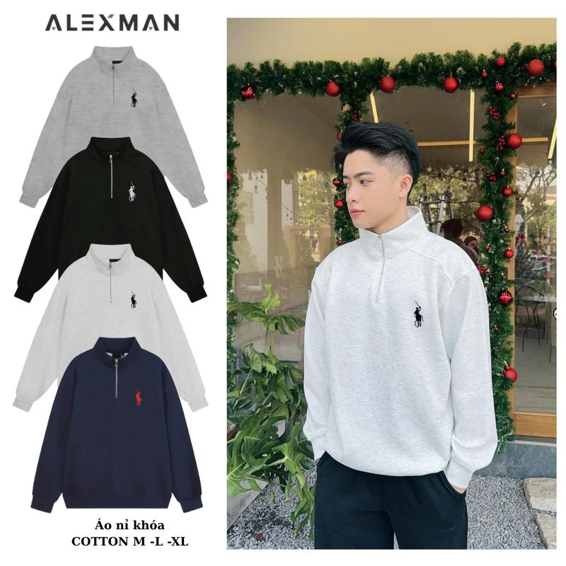 Mở bán Áo Sweater HAFT ZIP link 2 Cổ Lọ Có Khóa TẾT COLLECTION 2026 NỈ 2 Da Cotton Unisex Thêu Hình Ngựa Nam Nữ Không Xù Lông ALEXMAN
