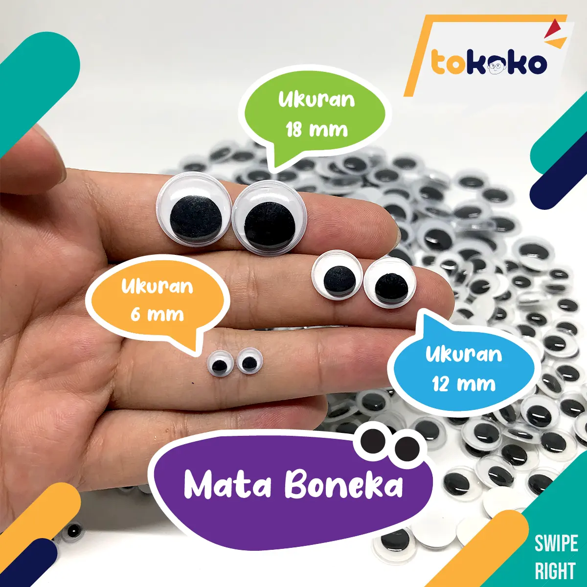Mata Boneka Aneka Ukuran Import Taiwan Per Pasang Mata Kocak Mata Gerak Googly Eyes Per Pasang