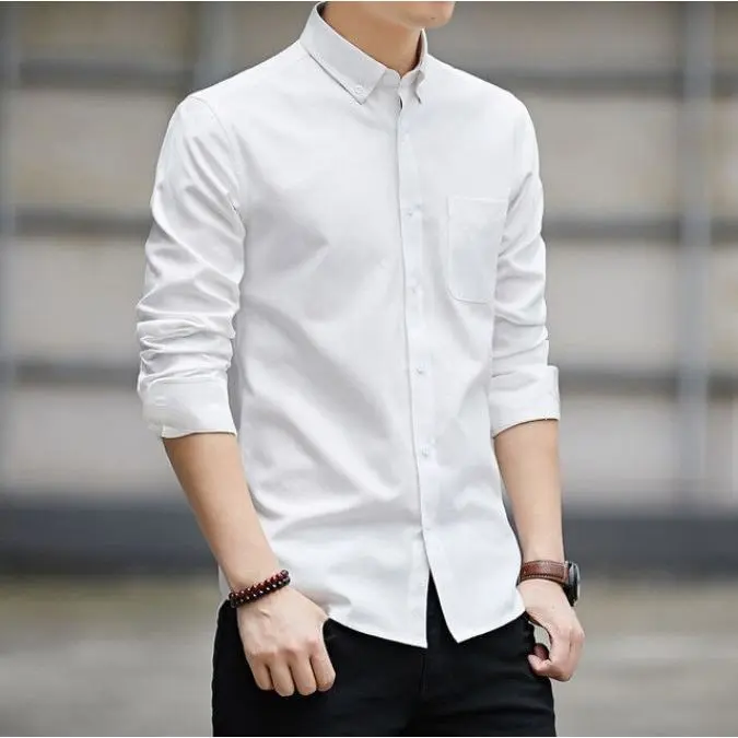 Pengiriman Cepat Kemeja Polos Lengan Panjang Premium Slimfit Putih Pria Kantoran