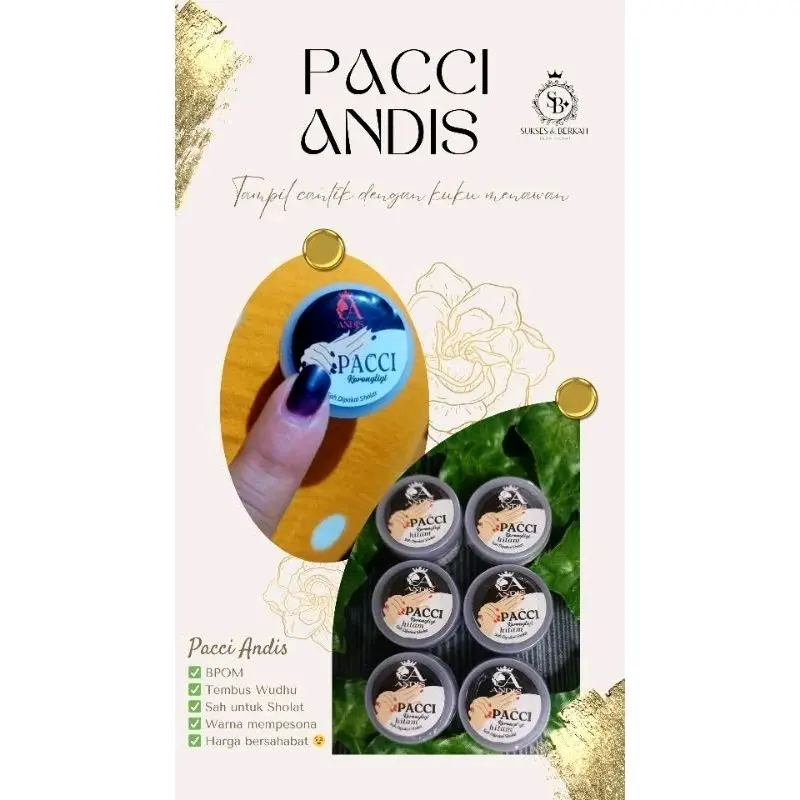 (harga untuk 1 pot)Pacci Andis Cat Kuku Nail Polish Kutek Pewarna Kitek Kuku Halal Bisa Buat Sholat 1