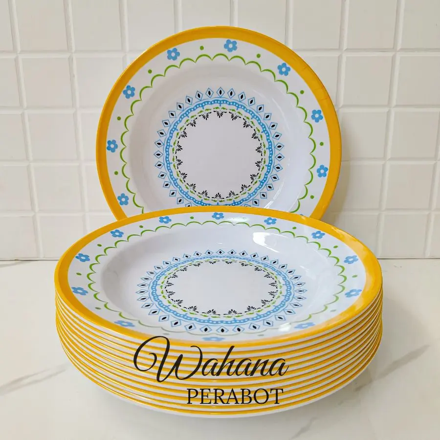 12 Pcs Piring makan semi melamin motif cantik piring makan terlaris bayar di tempat Kitchenware