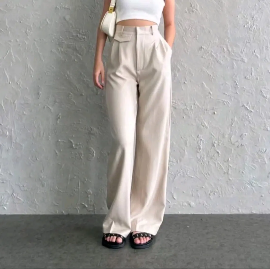 Celana Kulot ORO Highwaist Loose Anti Kusut Kerja - Nyaman dan Panjang Casual dengan Karet Pinggang - Kaki Standar Kantor Basic Formal