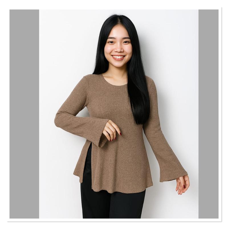 Atasan Knit Oversize Dona Top Atasan Fit Wanita Ribbon Korean Style Baju Casual Dewasa Knitwear Slim Fit Ribbon