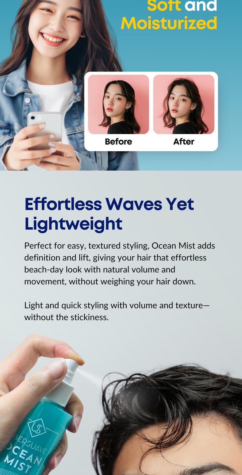 Product Introduction of Ubersuave Hair Styling Series - Matte Wax, Stronghold Pomade, Volumizing Clay Pomade, Hair Styling Sea Salt Spray, Hair Styling Powder Haircare 5
