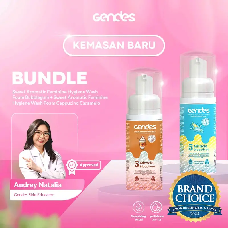 Gendes Bundling 2 Pcs Wash Foam Sweet Aromatic Dengan Variant Vanilla, Bubble Gum, Mango, Grape dan Cocopandan 55ml 0