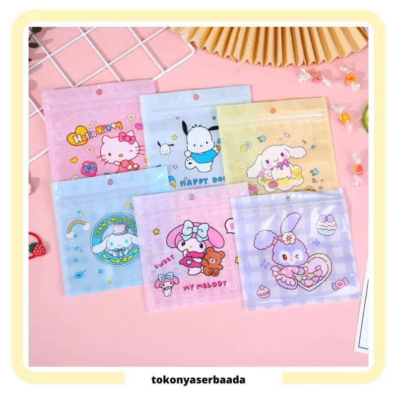 TSA (COD) Zip Lock Tas Cookie Mini Gambar Karakter Plastik Ziplok Plastik Kemasan Permen Kue Serbaguna Plastik Kemasan Mini 13.5cm  Plastik Klip S 0