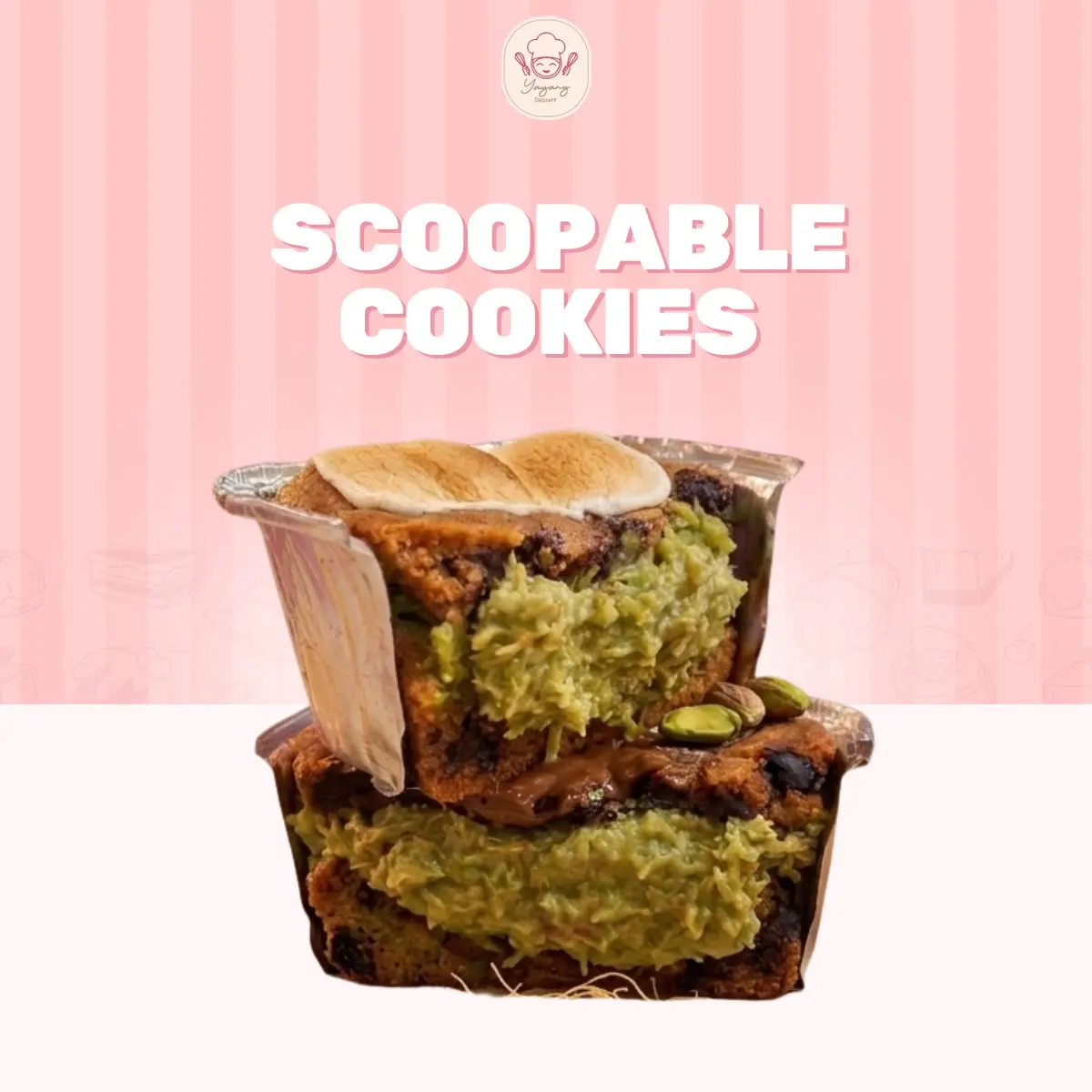 Dubai Scoopable Cookies Pistachio Kunafa - Yayang Dessert (SATUAN)