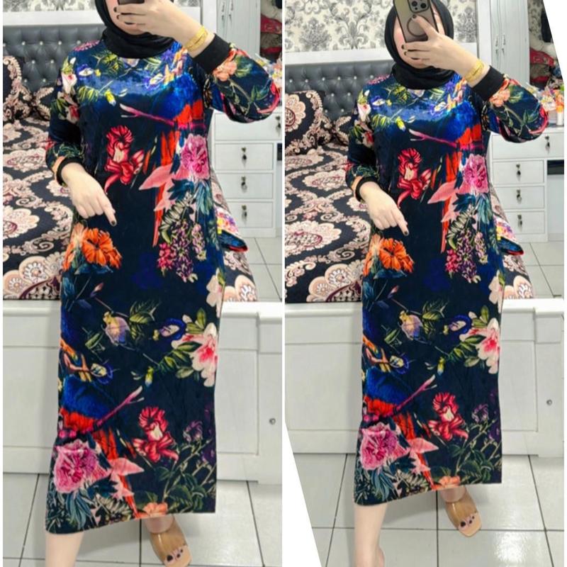 Gamis bludru velvet ukuran standar dan jumbo Mewah termurah Dress Wanita 5