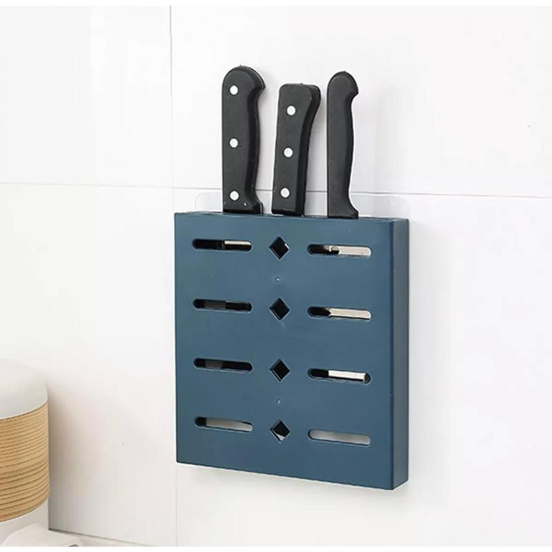 [SG SELLER] Wall-Mounted Adhesive Drain Knife Rack Holder Storage Container Cutlery Organizer for Kitchen 1