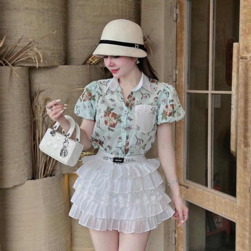 Chân váy tầng ren miu điểm đá QCCC