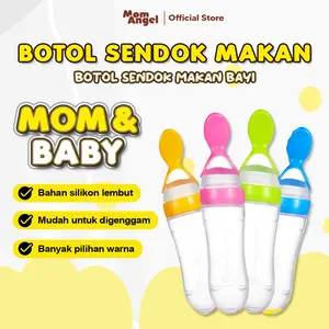 Botol Sendok Makan Bayi Mpasi Silikon Food Anti Tumpah Aman Murah Baby Feeder Bottle Spoon