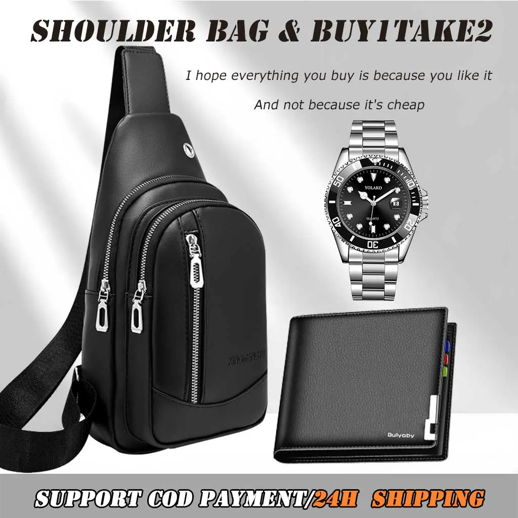 Men's waterproof and anti-theft crossbody bag casual chest bag