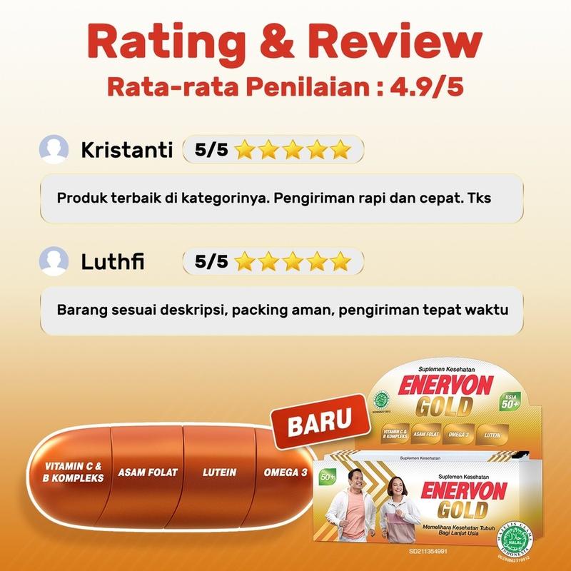 [BUNDLE] Enervon Gold Vitamin C dan B Complex Suplement Produktivitas (5 Tablet x 5 Strips) 2