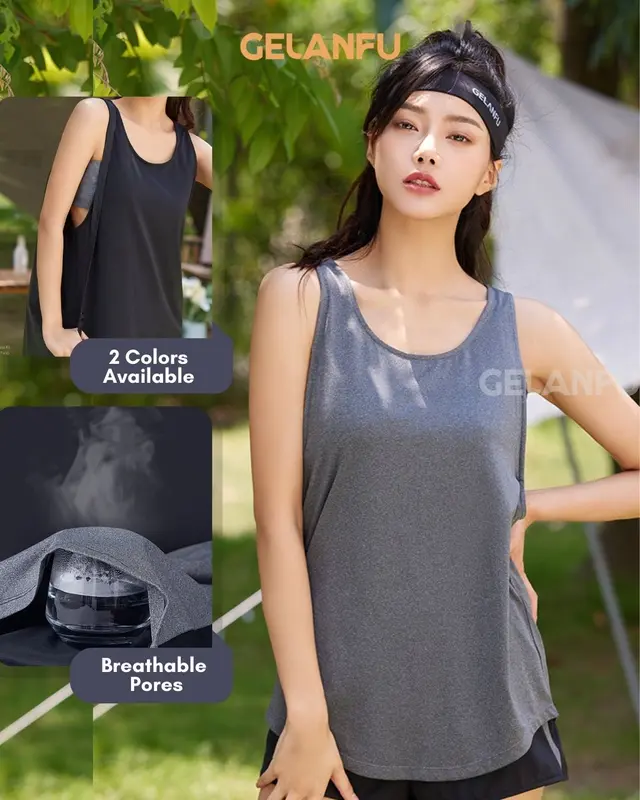TANK TOP OLAHRAGA WANITA YOGA GYM FITNESS DANCE ZUMBA HITAM DRY FIT 1