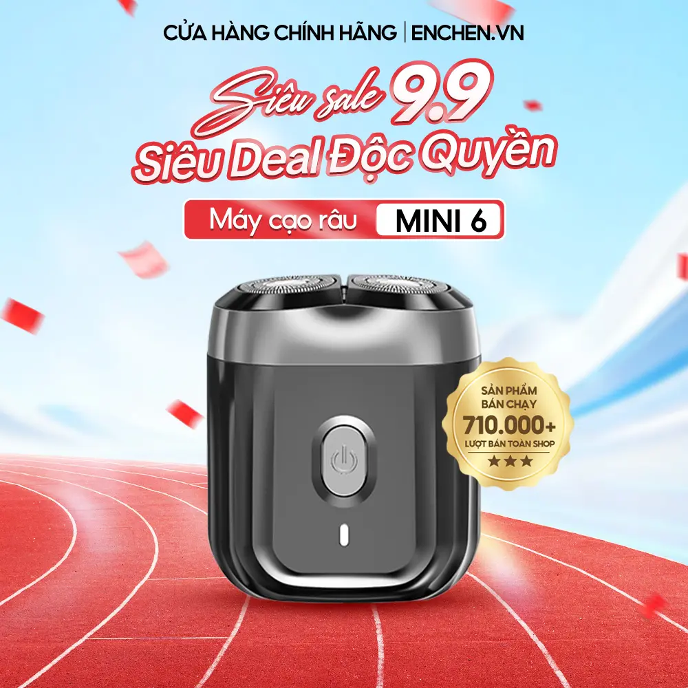 Máy cạo râu Enchen Mini 6, lưỡi dao kép siêu mỏng, chống nước IPX7 cạo khô & ướt, pin sử dụng đến 2 tháng - BH 12 tháng