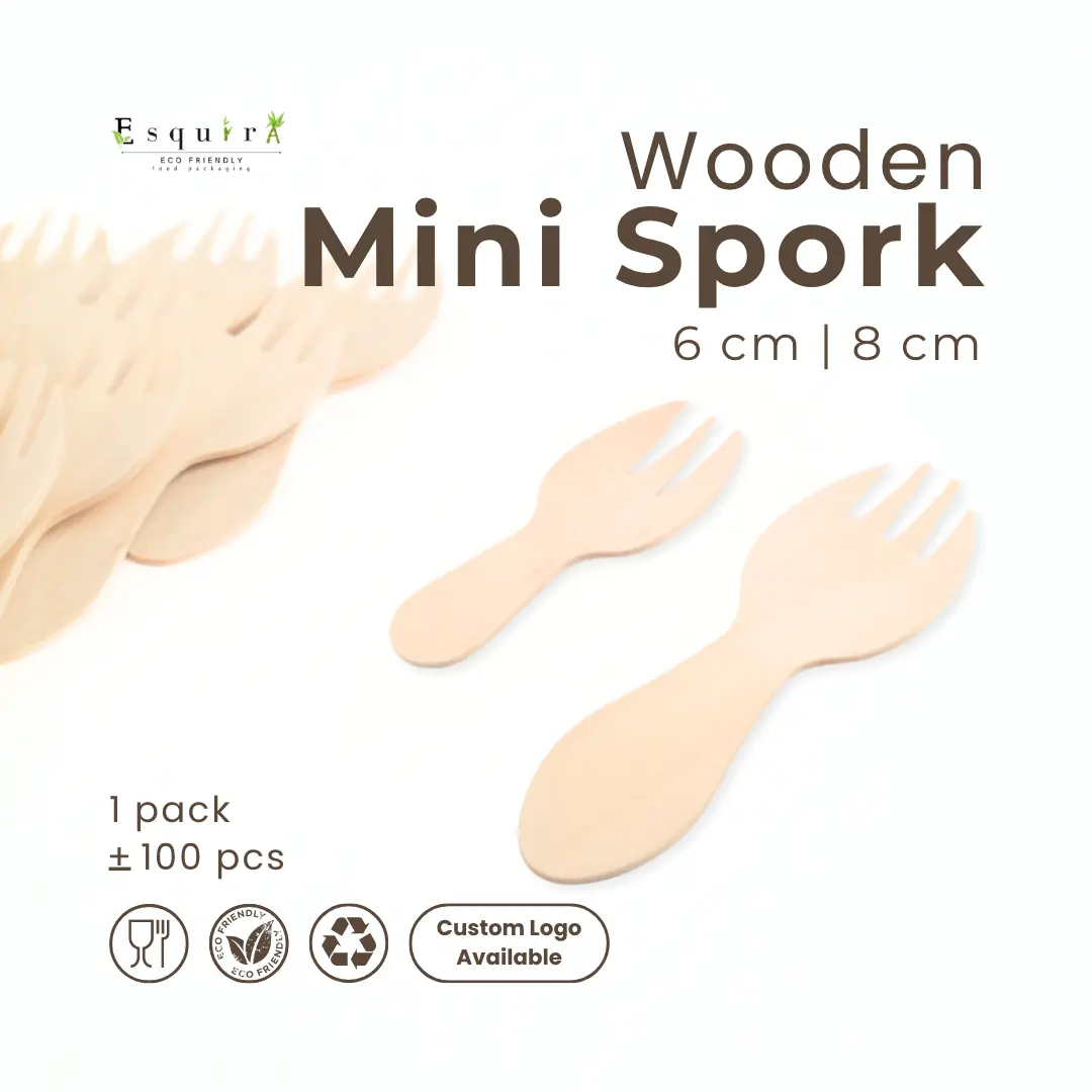 Wooden Mini Spork Cake / Garpu Kayu 8 & 6 Cm / 100 Pcs / WF080, WMS-06