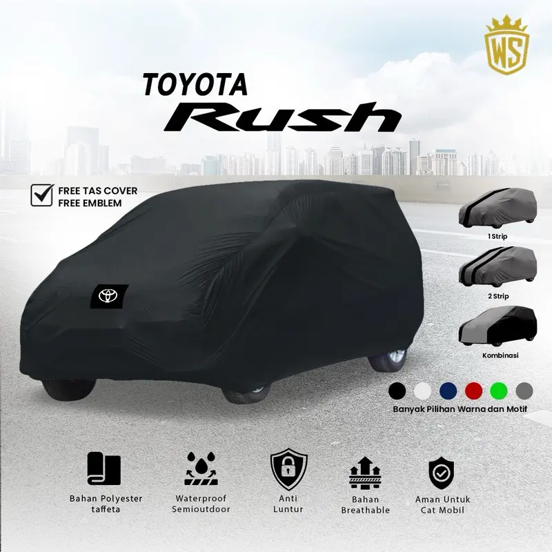 Body Cover Mobil Toyota All New Rush / Sarung Mobil Rush Lama, Rush GR Sport / Mantel Mobil Rush / Selimut Mobil Rush / Penutup Pelindung Mobil Rush Lama / Car Cover Rush / Tutup Mobil Rush Waterproof Anti Air Indoor Outdoor 0