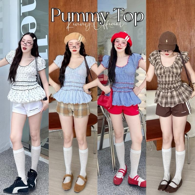 Pummy Top เสื้อแขนตุ๊กตาผู้หญิง ลายริ้วทรงบอลลูน