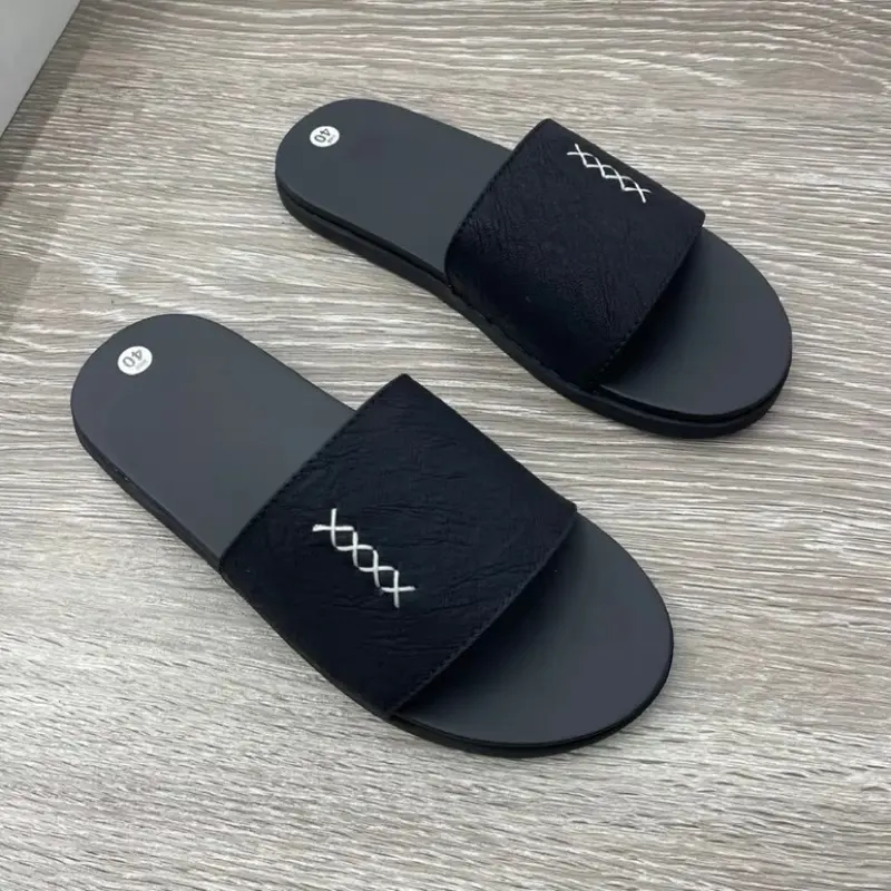 [Bản Khâu Đế] Dép Nam da sít thêu chữ X - dép Lê Vân đế 2 lớp chống trơn,trượt cao cấp - Dép Quai ngang Slipper
