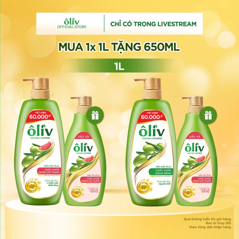 Dầu Gội Ôliv Dưỡng Tóc Chắc Khỏe 1L + Tặng Dầu Xả Ôliv Dưỡng Tóc Chắc Khỏe 650ML [S] 0