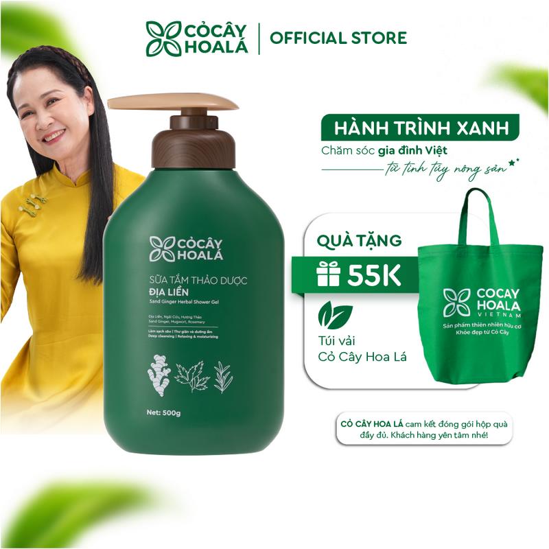 Sữa Tắm Thảo Dược Địa Liền Cỏ Cây Hoa Lá, Hương Thơm Tỉnh Thức Mọi Giác Quan 500g - Tặng Túi Dầu Gội Gừng Sả 30g 0