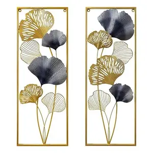 Walldecor Berkah Hiasan Dinding Aesthetic 85x31 Wall Decor Nordic Frame Metal Gold Leaf Gingko