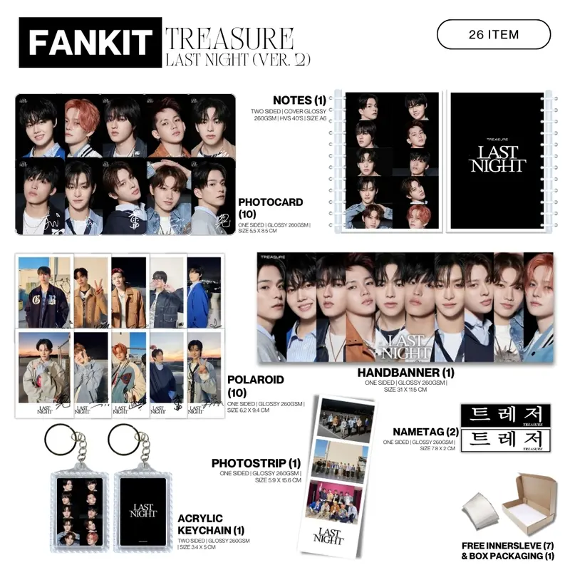 FANKIT TREASURE LAST NIGHT 26 ITEM KPOP UNOFFICIAL HYUNSUK JIHOON JUNKYU MASHIHO JAEHYUK ASAHI YEDAM 1