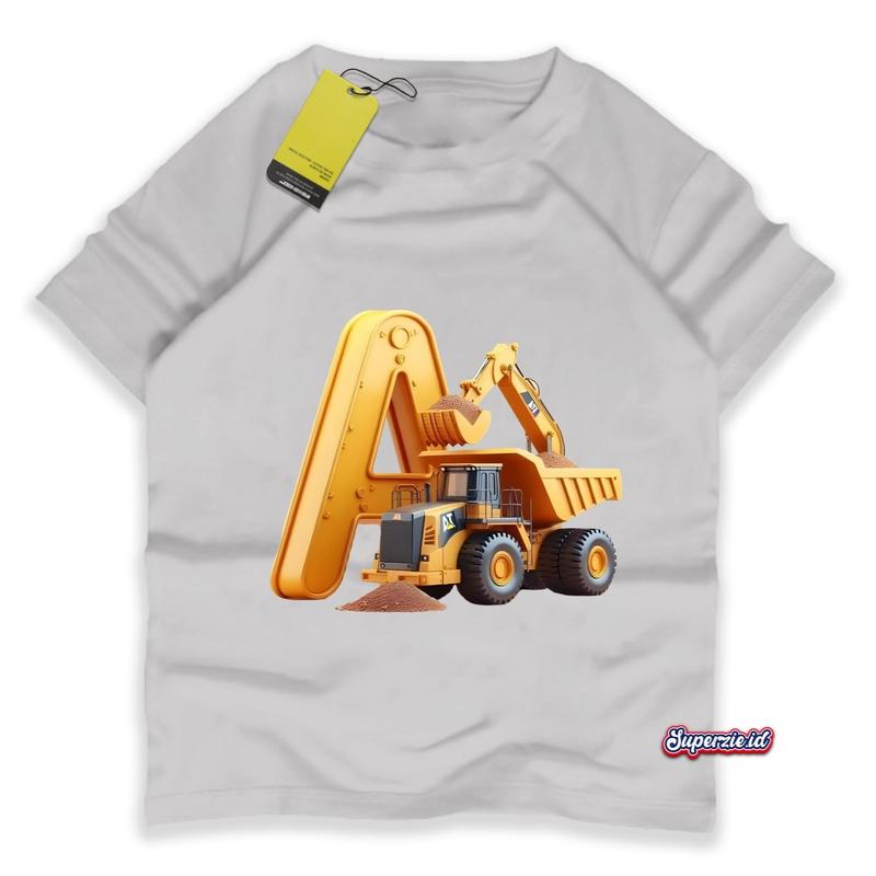 Superzie Baju kaos anak Laki laki 4-13 Tahun Motif Kendaraan alat berat Beko 3 Dimensi 3D DT04 Katun adem 30s 2