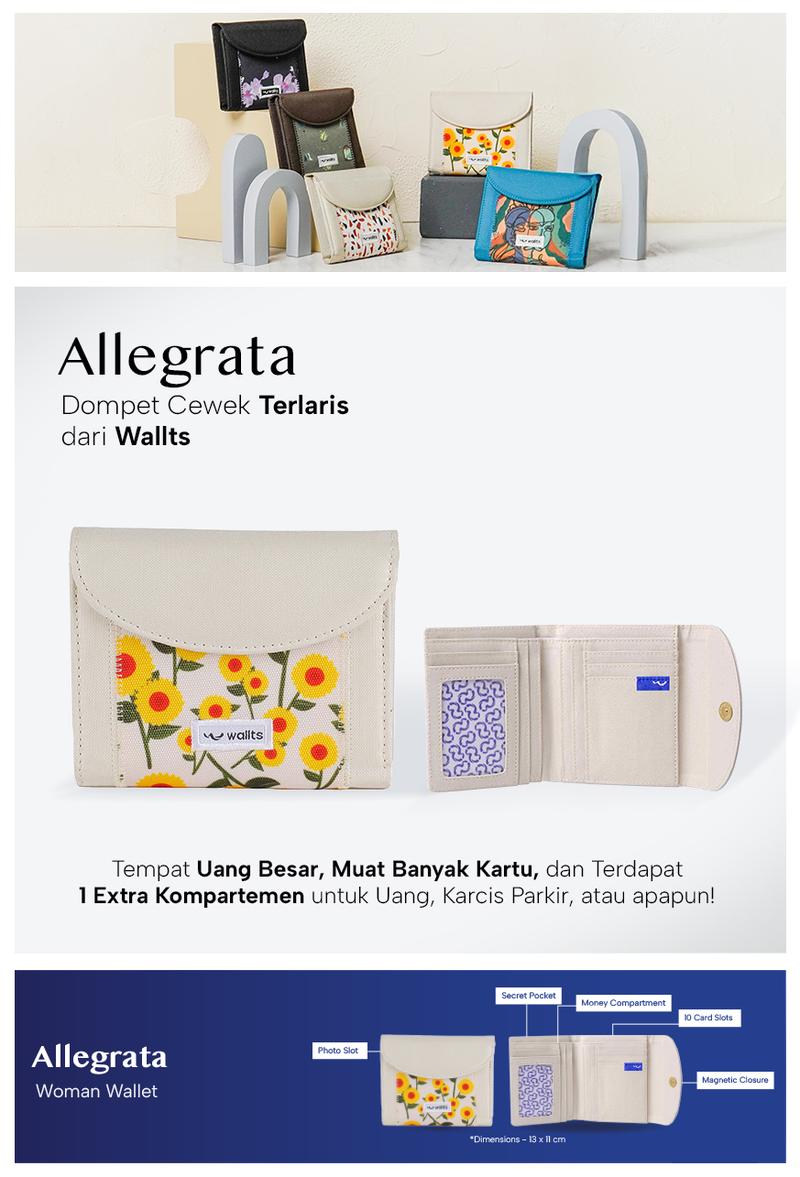 Product Introduction of Wallts Allegrata - Dompet Lipat kanvas uang Dan kartu Wanita Cewek Cewek 0