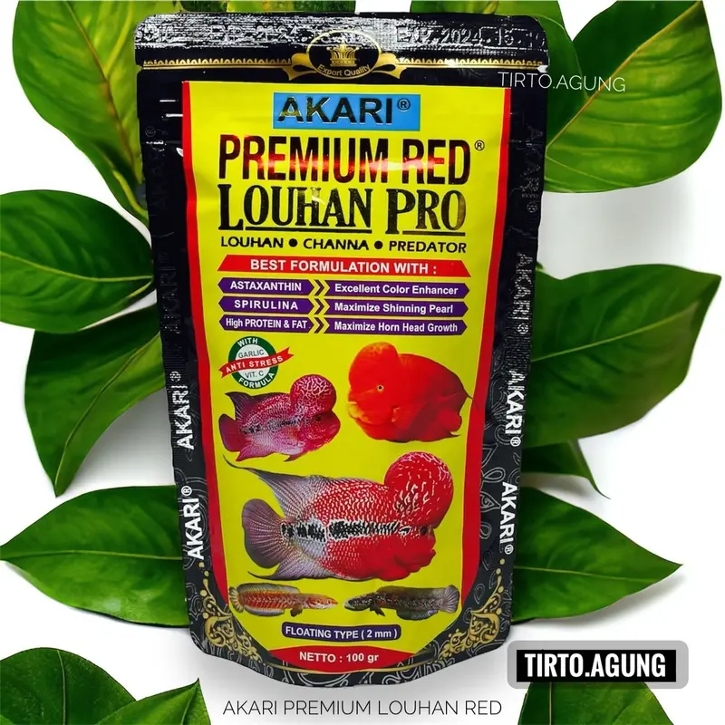 PROMO PELET AKARI PREMIUM MAXI BLUE YELLOW RED LOUHAN PRO CHICHLID  100g 100 gram pakan ikan hias predator RED PAROT warna multicolor tropical 5