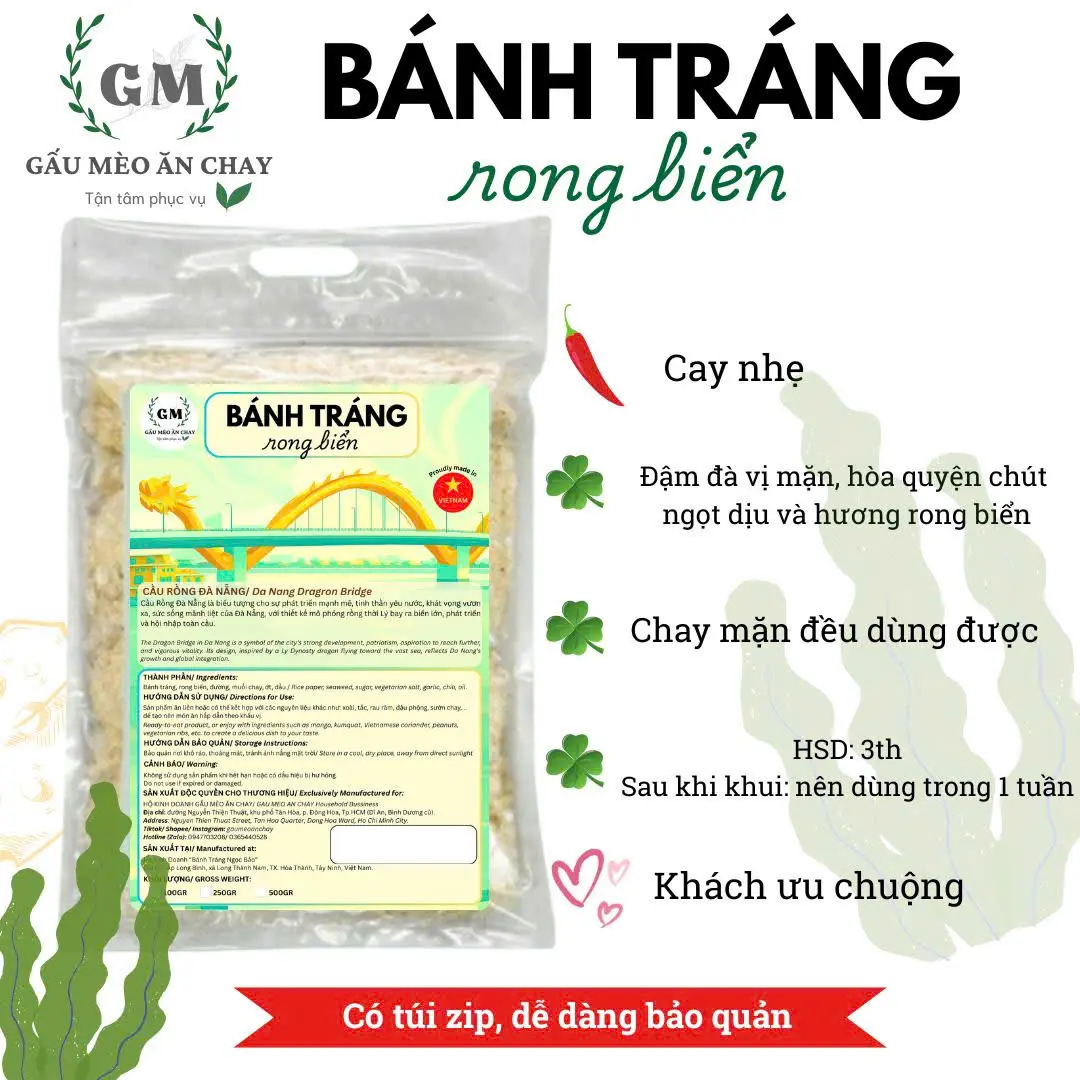 Bánh Tráng Trộn Gấu Mèo Ăn Chay Size 250gr - 500gr
