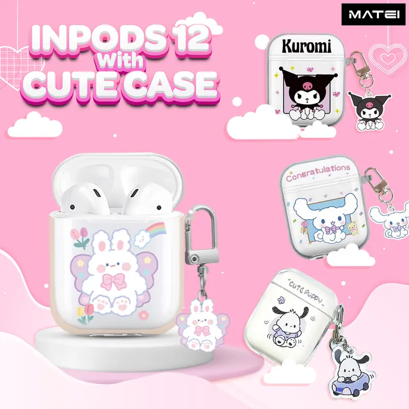 Matei COD Headset Bluetooth I12 Dengan Casing Kartun Lucu Transparan True Wireless inpods 12 Earphones 1