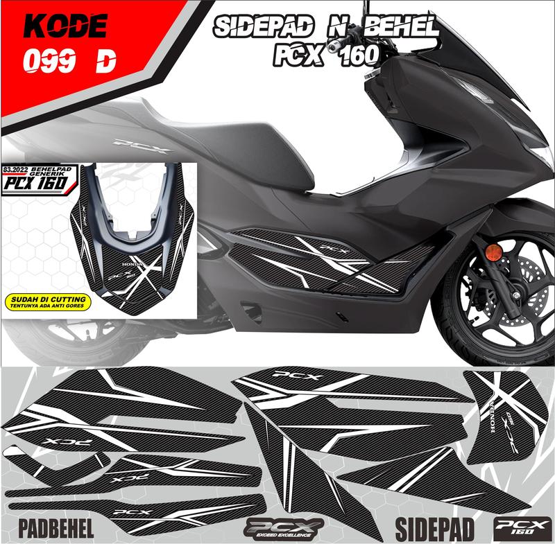 Sticker Sidepad Behel Full Set Honda PCX 160 Motif Karbon Kode 099 - Aksesori Motor Terbaik - Motorcycle 4