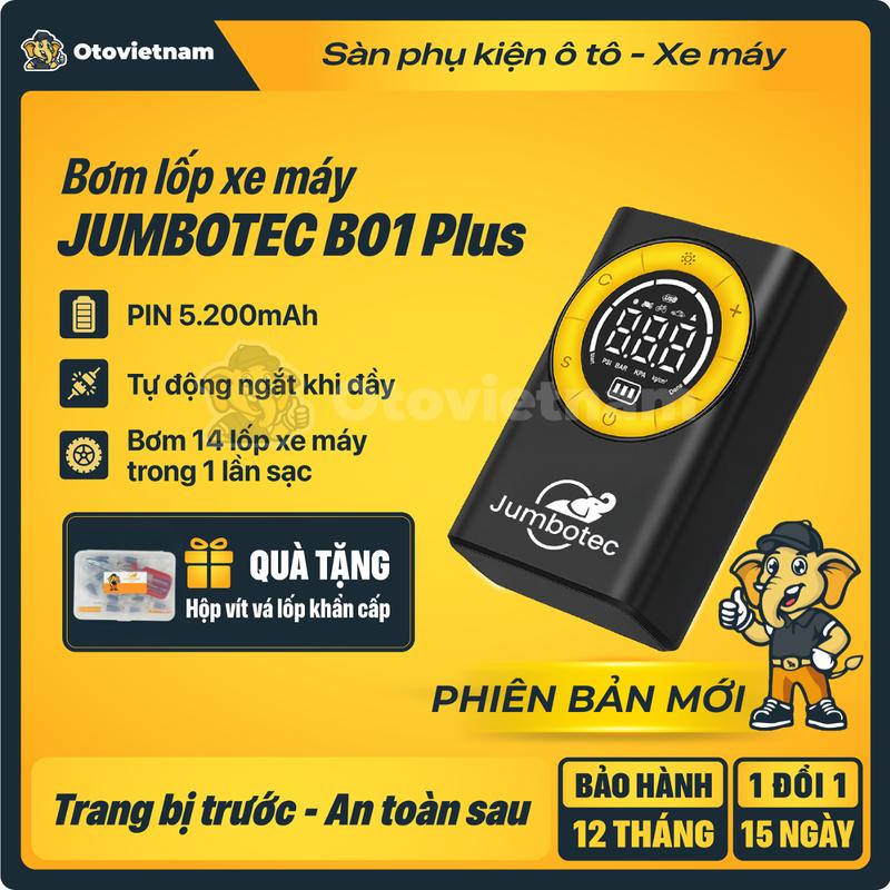 Bơm Lốp Thông Minh Jumbotec B01 (bản Plus) Pin Sạc 5200mAh – Đa Năng Cho Ô Tô, Xe Máy, Xe Đạp - Bảo Hành 12 Tháng