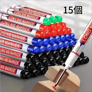 15本セット ロングニブマーカー - 深穴用油性大工ペン、陶器、木材、プラスチック、金属に最適、バスルーム設置や装飾作業にぴったりの建設ツール