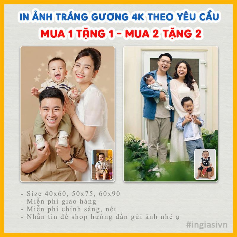 IN 1 TẶNG 1 Ảnh Tráng Gương Bo Viền 50x75 60x90 in theo yêu cầu trang trí nhà sinh nhật thôi nôi đám cưới quà tặng