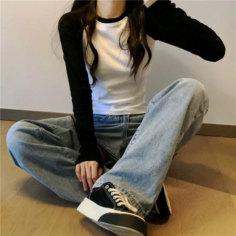 Clova BJ454 Baju Wanita Lengan Panjang Koas Crop Top Korean Style Atasan Kaos Pendek Oversize Pendek Oversize Tee Hitam Tshirt Polos Tshirt Polos Tulisan Basic 7