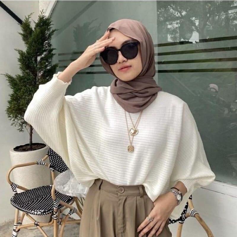 Lasperal Batwing Sweater | Sweater rajut terbaru | Sweater rajut oversize Panjang Tebal Atasan  Wanita Santai 1