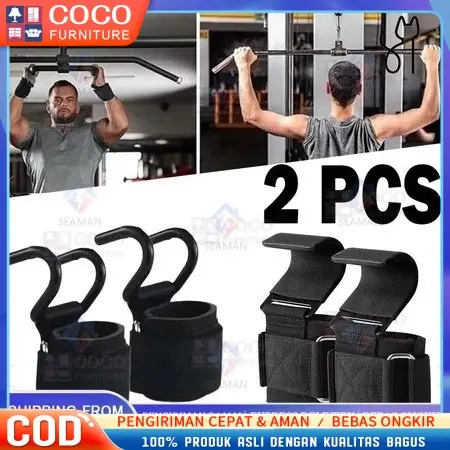 COD [Kirim Dalam 24 Jam]Fitness Weight Lifting Hook Gym Wrist Band Hook Besi/Kait Pull-Up Gym / Kait Latihan Deadlift/Kait Bantu Angkat Beban/Kait Angkat Beban Gym/Alat Latihan Genggaman Gym/Sarung Tangan Dengan Kait Pull-Up/Melindungi Lengan