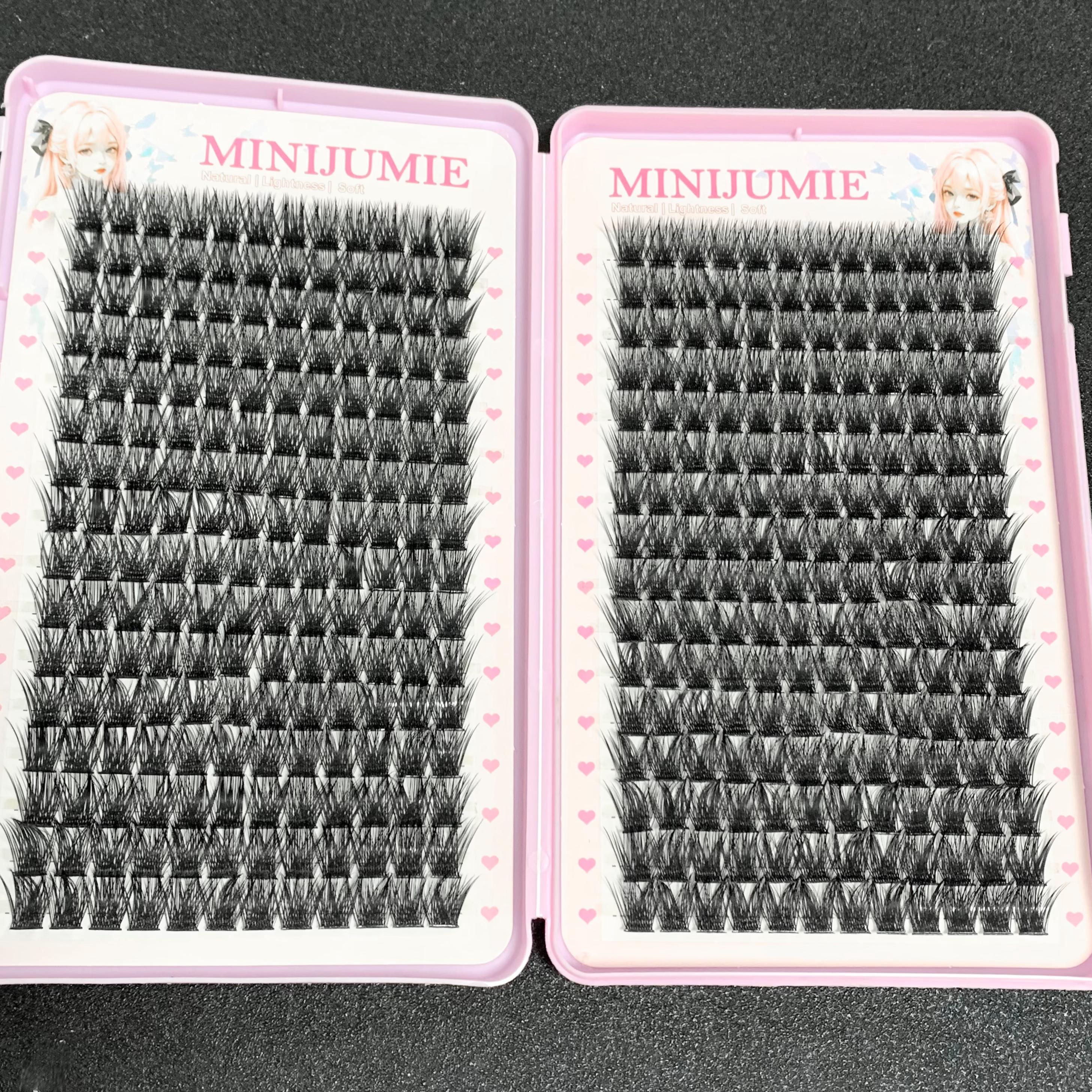 MINIJUMIE Bulu Mata Palsu 14mm dengan Kapasitas Besar dan Keriting Klaster Tunggal Bahan Serat Berkualitas Tinggi Cocok untuk Penampilan Alami Bulumata