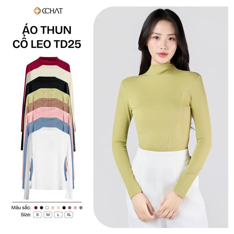   TREND25   DEAL MỞ BÁN  Áo Thun Nữ CCHAT TD25 Dáng Ôm Cổ Leo Tay Dài Chất Thun Mềm Mát Co Giãn 4 Chiều 25TDC2015OB 
