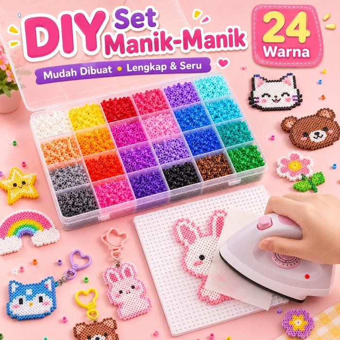 Promo DIY Perler Beads Manik-manik Sekering Kit Mainan 2.6mm Manik