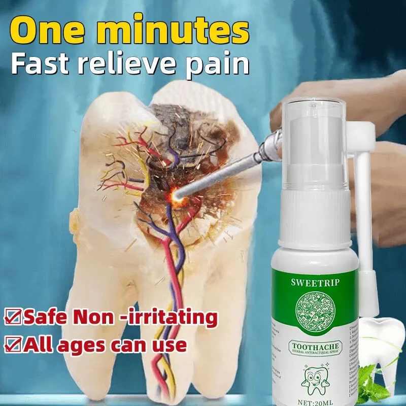 SWEETRIP 20ml Semprotan Perada Nyeri Sakit Gigi Herbal Oral Spray - Pereda Sakit Gigi Pereda Nyeri Cepat Perawatan Mulut Antibakteri Herbal Tersedia Untuk Dewasa dan Anak 1